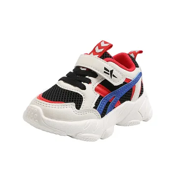Unisex Çocuk moda ayakkabı Küçük Çocuğun Rahat Sonbahar Şerit çocuk Örgü Nefes Sneakers Kız spor ayakkabı 2021 Yeni 1-6 4