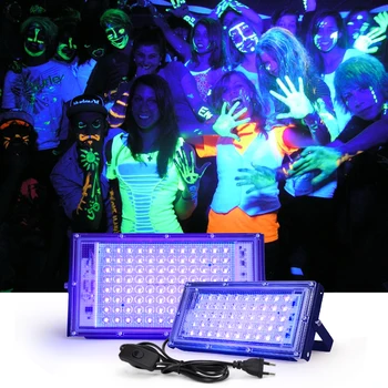 UV projektör 50W 100W AC220V 395nm 400nm Ultraviyole Floresan Sahne Lambası İçin AB Fişi İle Bar Dans Partisi Blacklight