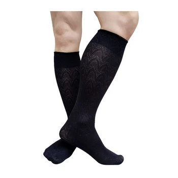 Uzun Tüp Yüksek Elastik Erkek Siyah diz üstü çorap Siyah Örgü Resmi Elbise Takım Elbise Seksi Çorap İç Çamaşırı İş Hortumu