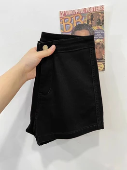Vintage Gotik Siyah Kot Şort kadın Yaz Kore Tarzı Y2K Baggy Kısa Jean Pantolon Harajuku Streetwear Denim Pantolon 2023 1
