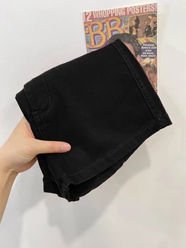 Vintage Gotik Siyah Kot Şort kadın Yaz Kore Tarzı Y2K Baggy Kısa Jean Pantolon Harajuku Streetwear Denim Pantolon 2023 2