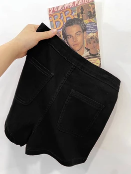 Vintage Gotik Siyah Kot Şort kadın Yaz Kore Tarzı Y2K Baggy Kısa Jean Pantolon Harajuku Streetwear Denim Pantolon 2023 3