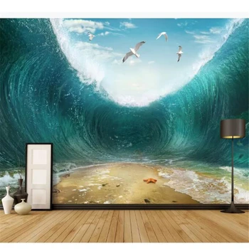 wellyu papel parede Özel duvar kağıdı Deniz dalgaları azgın dalgalar 3D manzara duvar tablosu duvar kağıdı ev dekor tapety duvar kağıdı