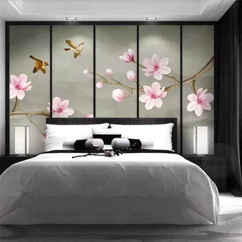 wellyu Özel duvar kağıdı 3D duvar resimleri manolya el-boyalı kalem ve çiçek yeni Çin tarzı duvar oturma odası yatak odası 3d duvar kağıdı