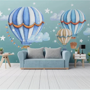 wellyu Özelleştirilmiş büyük duvar modern minimalist el-boyalı çocuk odası sıcak hava balon karikatür duvar kağıdı