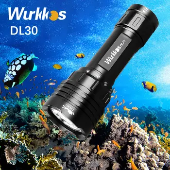 Wurkkos DL30 dalış lambası 21700 LED el feneri Sualtı IPX-8 Su Geçirmez Meşale 3600lm Üçlü LH351D Manyetik Kontrol Halkası Anahtarı