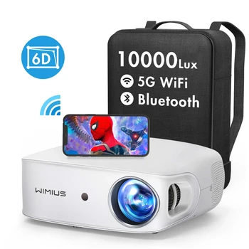 Wımıus Yerli 1080P Taşınabilir 5G WıFı Bluetooth Projektör Desteği 4K Projektörler 550 ANSI Ev ve Açık Video Projektör K7
