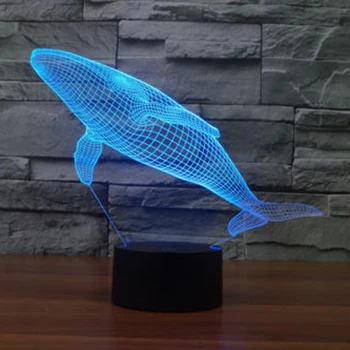 Yaratıcı 3D LED Dokunmatik Gece Lambası Balina Masa Lambası 7 Renk değiştirme ev Bar masa dekoru ışıkları