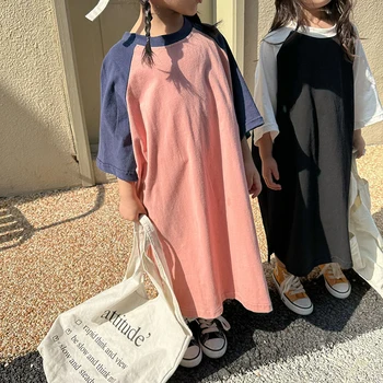 Yaz Bebek Kız doğum günü partisi elbisesi Kısa Kollu Pamuklu Mektup Baskı rahat elbise Bebek Kız Giyim Çocuk Giysileri