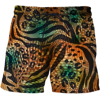 Yaz Erkek Şort Moda Orman Jaguar Baskı 3D Sörf Kısa Plaj Kısa Erkekler Rahat Hızlı Kuru spor pantolon Mayo Beachwear