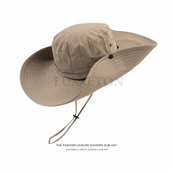 Yaz Kadın Erkek Açık Güneş Koruma Siperliği Şapka Kız Erkek Seyahat Kova Şapka Unisex Ayarlanabilir çene kayışı Balıkçı Kapaklar