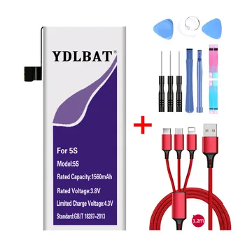 YDLBAT 1560 mAh Yüksek Kapasiteli Pil için iPhone 5 S için iphone5S ücretsiz Aracı Kitleri + Pil sticker