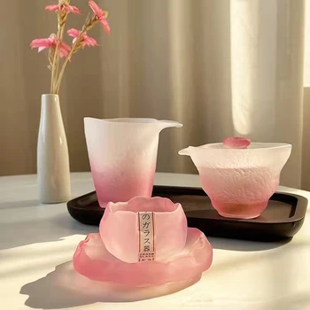 Yeni Japon Tarzı İlk Kar Degrade Yeşil Pembe Bayan Buzlu Küçük çay bardağı Erkek Bardak Kapağı Kase Cam Bardak El Yapımı Cam Bardak