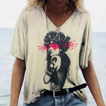 Yeni Kadın desen 3D Baskı T-shirt Streetwear Kadın Moda Vintage Y2k T Shirt Kadın Harajuku Kız Tees Tops kadın kıyafetleri
