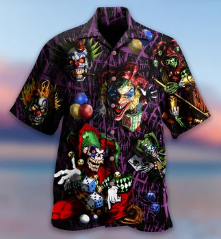 Yeni Küba Gömlek Yaratıcı Korku Joker Üstleri Plaj Tatil Vintage Kısa Kollu Aloha Büyük Boy Erkekler Ve Kadınlar için