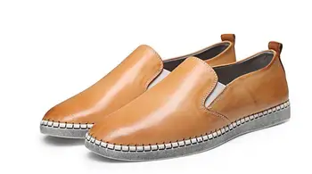 Yeni Nefes erkek ayakkabıları bağcıksız ayakkabı erkekler için hakiki deri günlük erkek ayakkabısı moda daireler 0