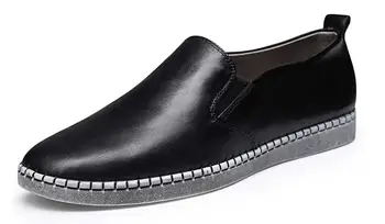 Yeni Nefes erkek ayakkabıları bağcıksız ayakkabı erkekler için hakiki deri günlük erkek ayakkabısı moda daireler 1