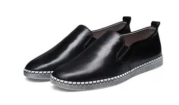 Yeni Nefes erkek ayakkabıları bağcıksız ayakkabı erkekler için hakiki deri günlük erkek ayakkabısı moda daireler 2