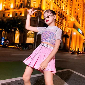 Yeni Sahne Kıyafeti Kız Caz Sokak Dansı Hip-hop Kostümleri Setleri Kentsel Serin Çocuk Moda Modelleri Podyum Performans Kıyafetleri