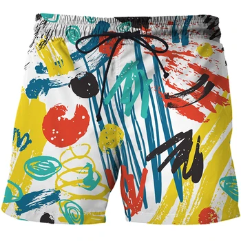 Yeni Soyut Graffiti Sanat 3d Baskı Yaz erkek Şort Hızlı Kuru yüzme şortu Büyük Boy Rahat plaj pantolonları Trend Erkek Giyim