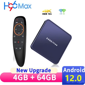 YENİ Android 12 H96 MAX V12 RK3318 akıllı tv kutusu 4GB 32GB 64GB 2.4 & 5G Wifi BT H96Max Medya Oynatıcı Ses Asistanı Set Üstü Kutusu 2023