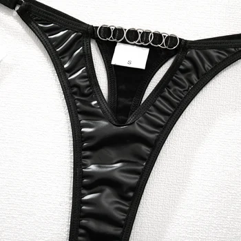 Yimunancy Motor Tarzı Seksi Erotik Set Kadınlar Cut Out Kablosuz iç çamaşırı seti Kısa İç Çamaşırı Seti 5