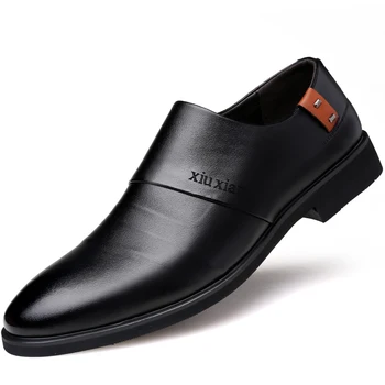 Yükseltmek ayakkabı Erkek deri ayakkabı Adam İş Elbise Klasik Flats Siyah Lace Up Sivri Burun Ayakkabı Erkekler İçin Oxford Ayakkabı Boyutu 38-43