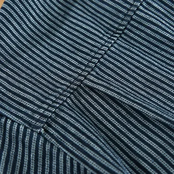 Z759 Erkekler Çizgili Gömlek Bahar Moda Basit Iş Rahat Uzun Kollu Göğüs Cebi Temel Klasik Bluz Japonya Tarzı Günlük Üst 4