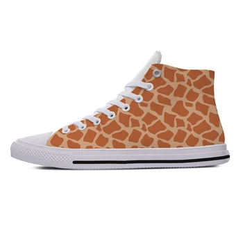 Zürafa Hayvan Yüksek Top Sneakers Mens Womens Genç Komik Moda rahat ayakkabılar Tuval koşu ayakkabıları 3D Baskı Hafif ayakkabı