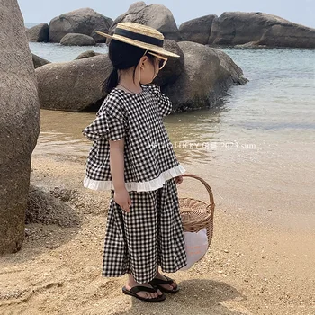 Çocuk Giyim çocuk Takım Elbise 2023 Yeni Yaz Kore Tarzı Kızların Rahat Yaz İnce İki Parçalı Takım Elbise