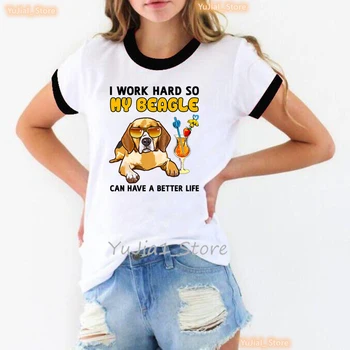 Çok Çalışıyorum Bu Yüzden Benim Dachshund / Beaglepug / Chihuahua Olabilir Daha İyi Bir Yaşam baskı t-shirt Kızlar Harajuku Kawaii Giysileri Yaz Üstleri