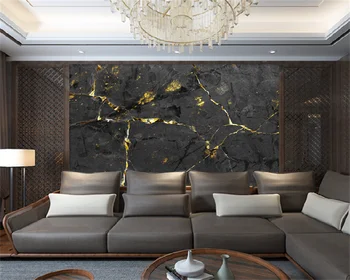 Özel duvar kağıdı Avrupa ışık lüks asil moda siyah altın mermer high-end oturma odası kanepe TV arka plan duvar resmi behang