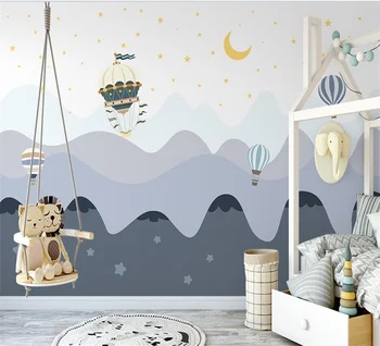 Özel duvar kağıdı fotoğraf duvar İskandinav el-boyalı vadisi sıcak hava balon çocuk odası yatak odası arka plan duvar kartonpiyer peint
