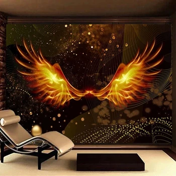 Özel Duvar Kağıdı Modern Yaratıcı Altın Kanatları Desen duvar tablosu Oturma Odası Yatak Odası Zemin Duvar Ev Dekor Papel Tapiz