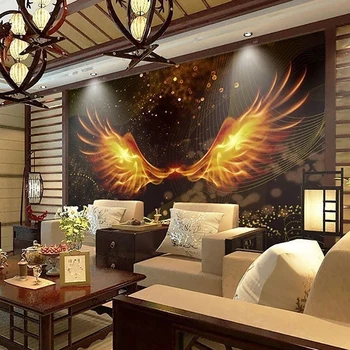 Özel Duvar Kağıdı Modern Yaratıcı Altın Kanatları Desen duvar tablosu Oturma Odası Yatak Odası Zemin Duvar Ev Dekor Papel Tapiz 4